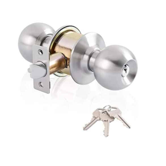Knob Door Lock Silver (KEY) 