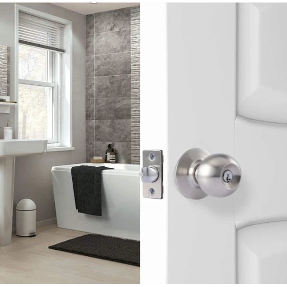 Knob Door Lock Silver (KEY) 
